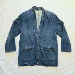 Vintage Hunt Club Denim Blazer Jacket Womens Size L Single Button